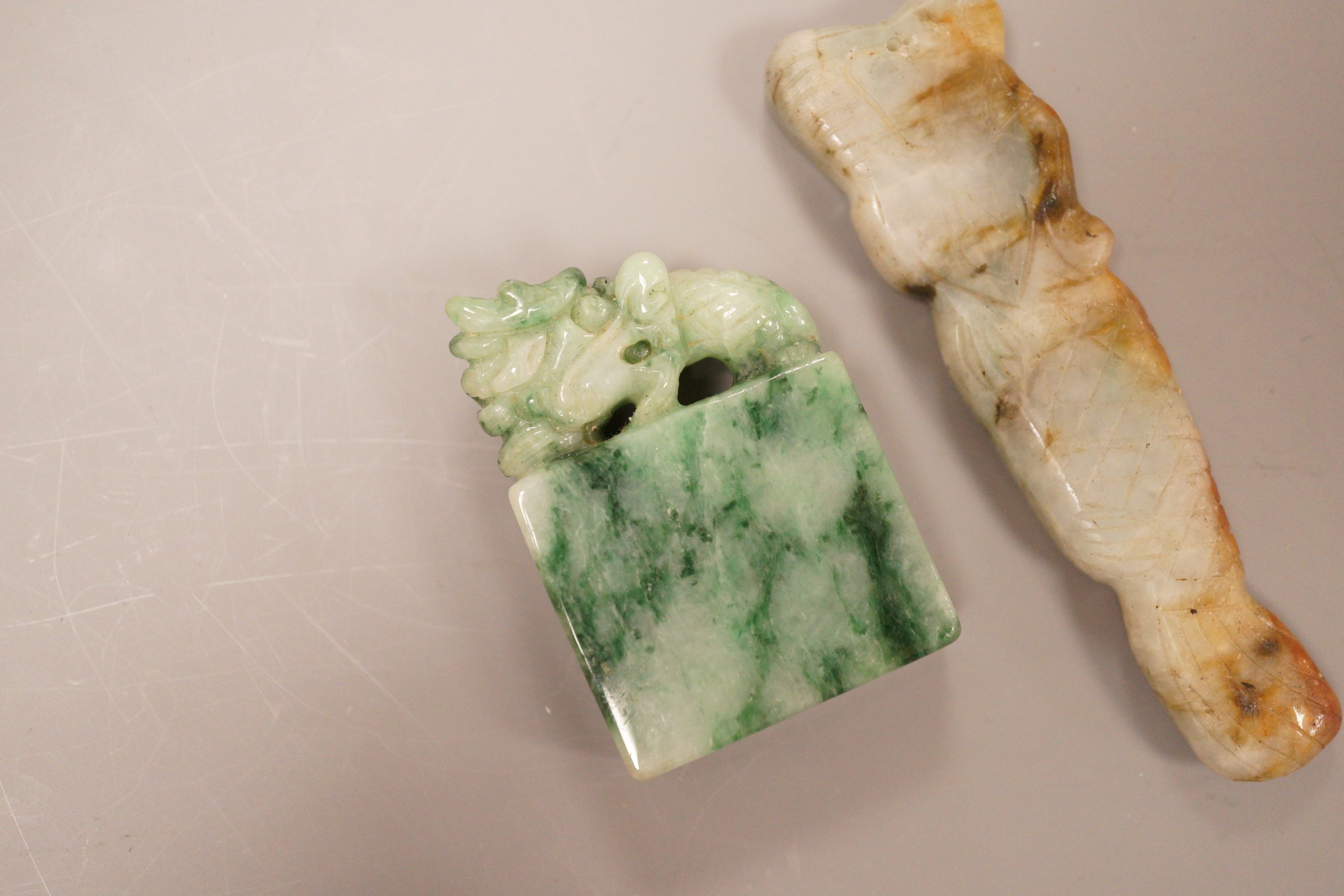 Two Chinese jadeite carvings